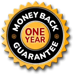 RhythmONE 365 day money back guarantee badge